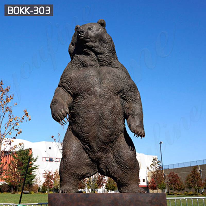 Outdoor Large Standing Bronze Grizzly Bear Statues BOKK-303 - Bronze Animal Sculpture - 1