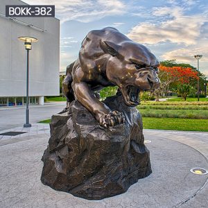 Outdoor Life Size Bronze Leopard Statue School Garden Decor for Sale BOKK-382