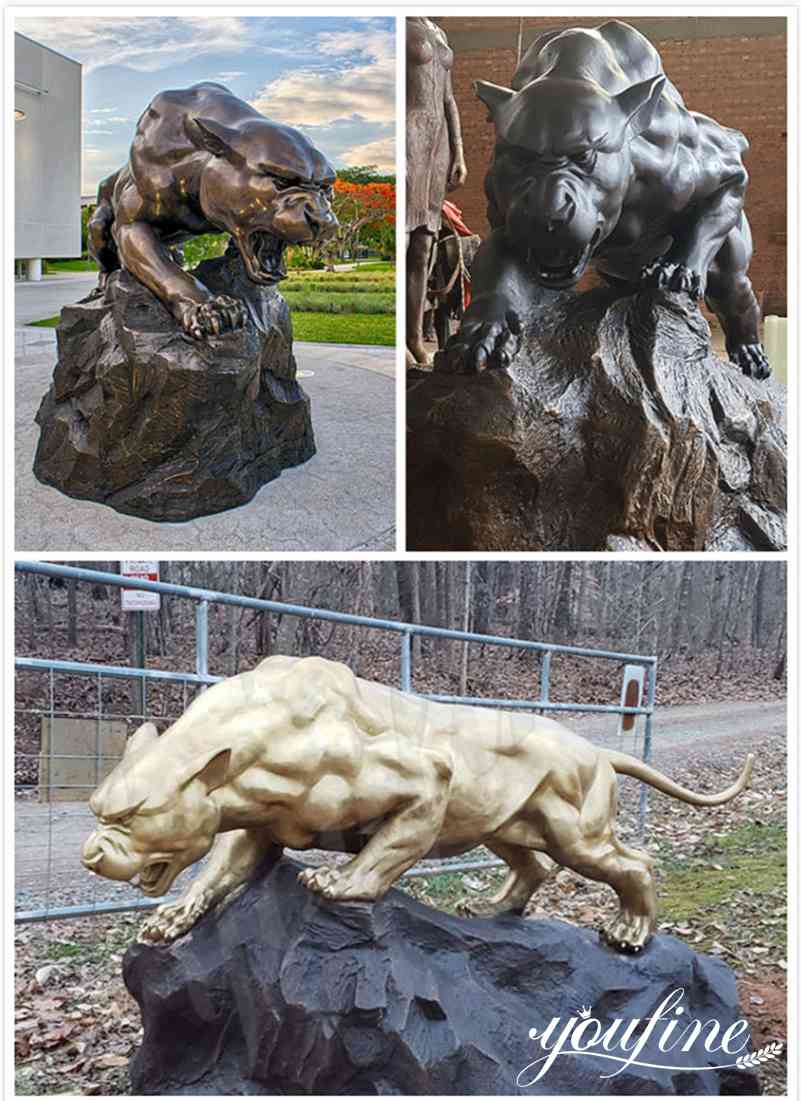 Outdoor Life Size Bronze Leopard Statue School Garden Decor