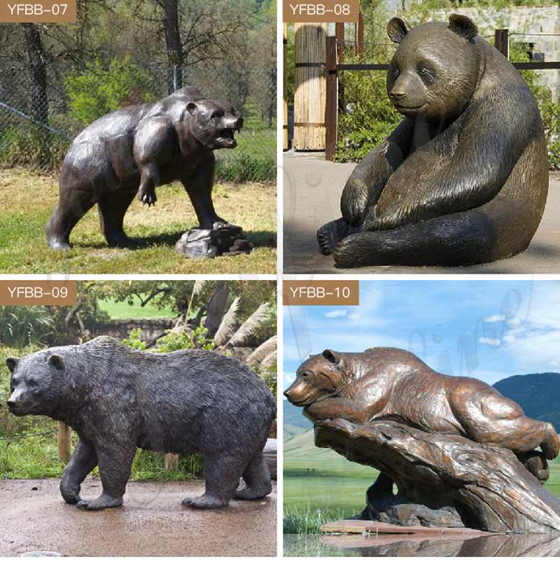 Outdoor Large Standing Bronze Grizzly Bear Statues BOKK-303 - Bronze Animal Sculpture - 3