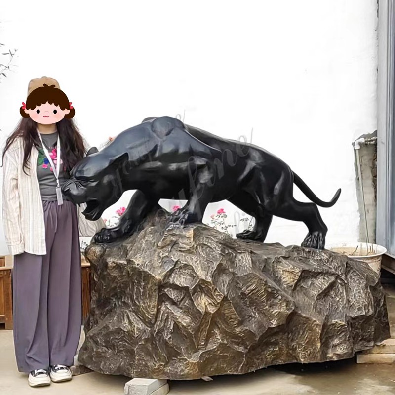 Large Creeping Bronze Leopard Statue for Outside Decor Supplier BOKK-653 - Bronze Leopard Statues - 2