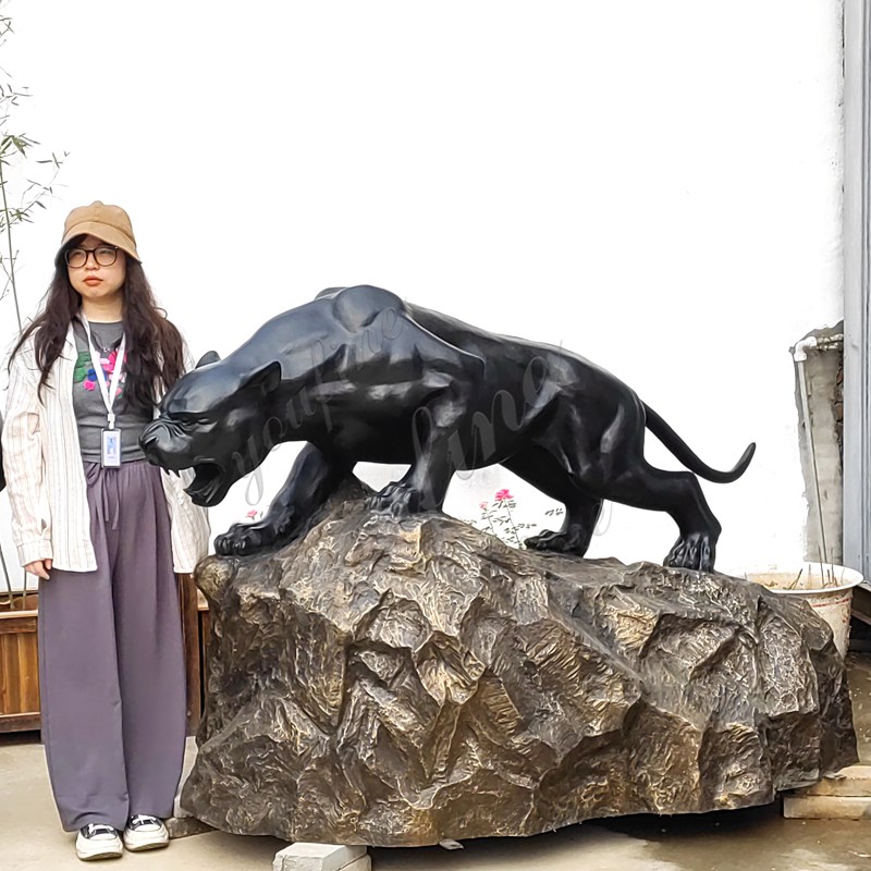 Large Creeping Bronze Leopard Statue for Outside Decor Supplier BOKK-653 - Bronze Leopard Statues - 3