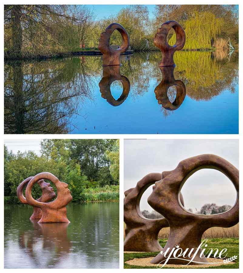 Modern Abstract Bronze Sculpture Outdoor Sculpture by the Lakes for Sale BOKK-407 - Abstract Bronze Sculpture - 2