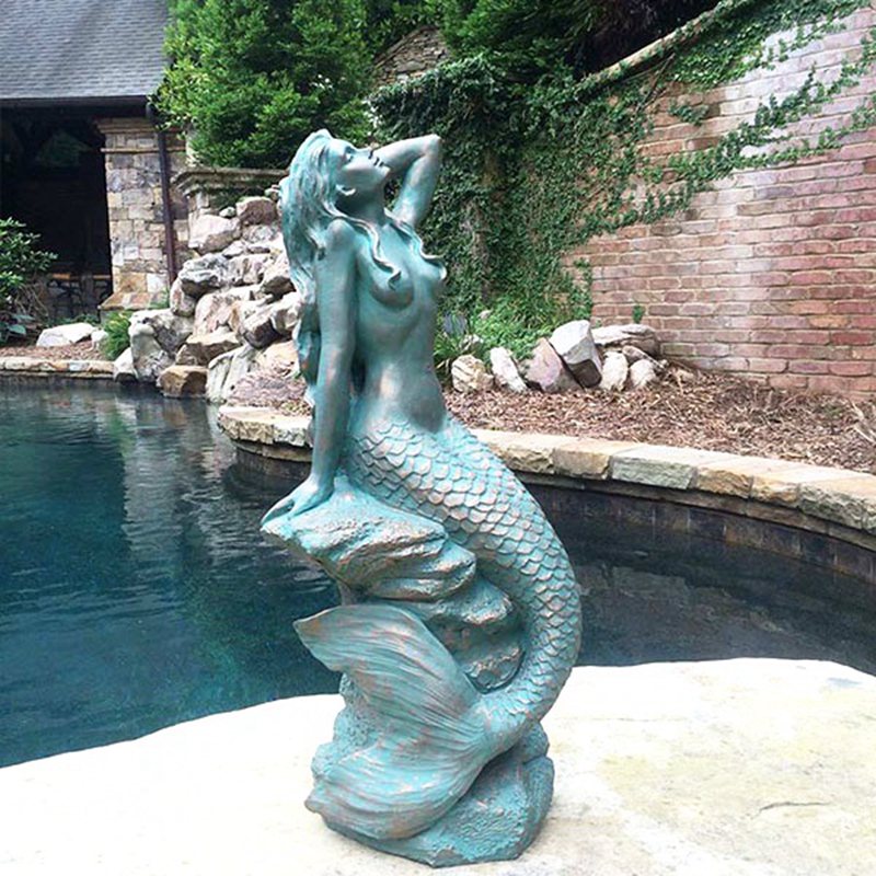 Bronze Patina Mermaid Statue