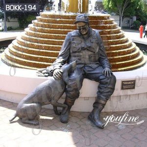 Life Size Bronze Old Soldier and Dog Sculpture Monument for Sale BOKK-194