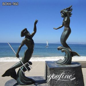Life Size Bronze Triton and Mermaid Statue for Garden for Sale BOKK-960
