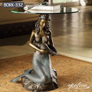 Bronze Coffee Table Mermaid Statue Home Office for Sale BOKK-332