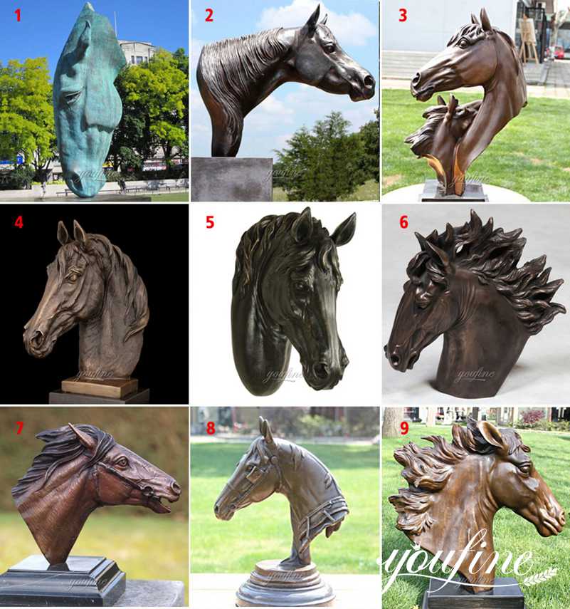Large Bronze Horse Head Statues for Sale