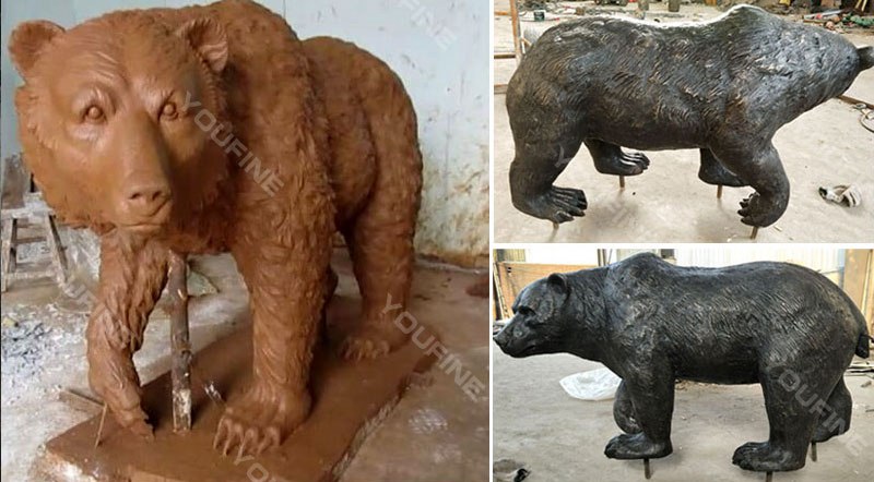 Hot Sale Bronze Bear and Breeder Statues Zoo Decoration Supplier BOKK-294 - Bronze Animal Sculpture - 2