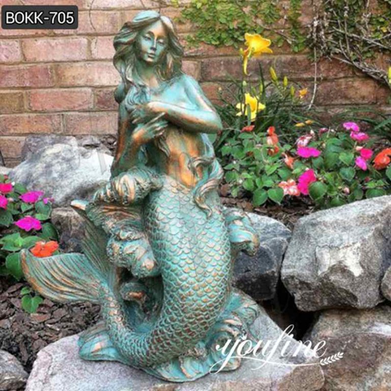 Life Size Bronze Outdoor Mermaid Statue Seaside Decor for Sale