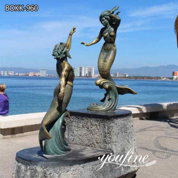 Life Size Bronze Triton and Mermaid Statue for Garden for Sale