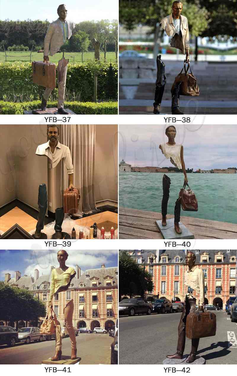Life Size Bruno Catalano Traveller Bronze Statue Hotel Square for Sale BOKK-59 - Abstract Bronze Sculpture - 2