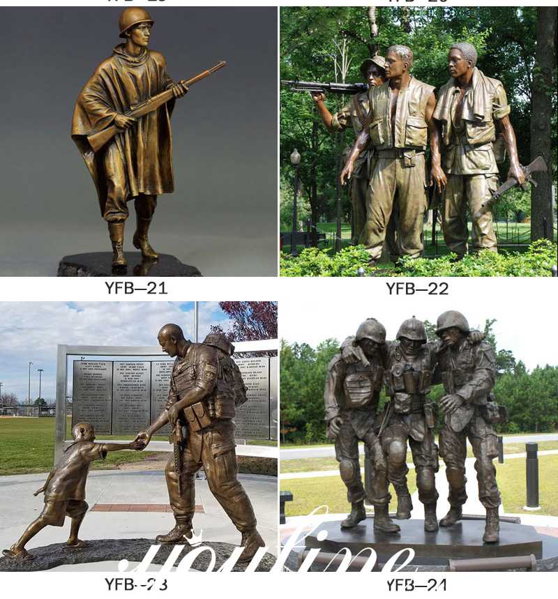 Life Size Casting Bronze Memorial Soldier Statue with A Girl Sale BOKK-195 - Bronze Military Statues - 2