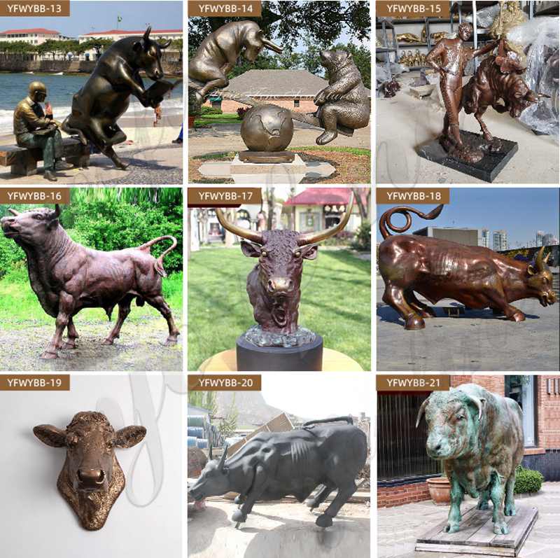 Wall Street Decoration Large Bronze Bull Statue for Sale BOKK-350 - Bronze Animal Sculpture - 1