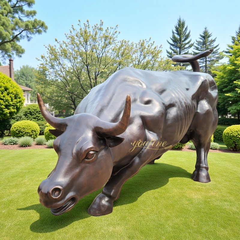 Large Modern Bronze Bull Stock Market Statue BOK1-045 - Charging Bull Statue - 2