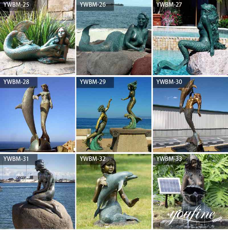 Life Size Bronze Triton and Mermaid Statue for Garden for Sale BOKK-960 - Bronze Garden Statue - 4