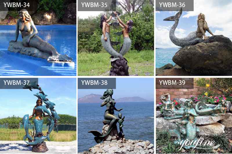 Life-Size Bronze Outdoor Mermaid Statue Seaside Decor for Sale BOKK-705 - Bronze Mermaid Sculpture - 9