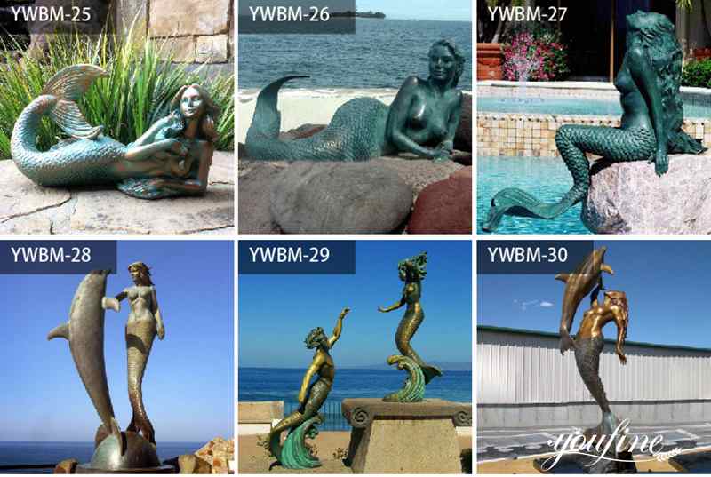 Life-Size Bronze Outdoor Mermaid Statue Seaside Decor for Sale BOKK-705 - Bronze Mermaid Sculpture - 8