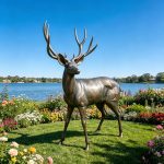 wildlife Bronze Cerf Sculpture for garden