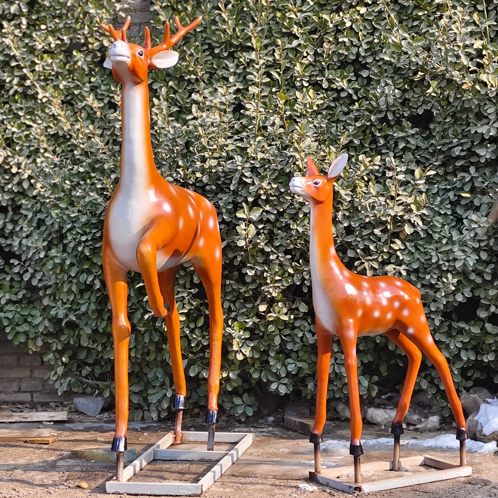 lifesize Bronze Sika Deer Sculpture factory supplier