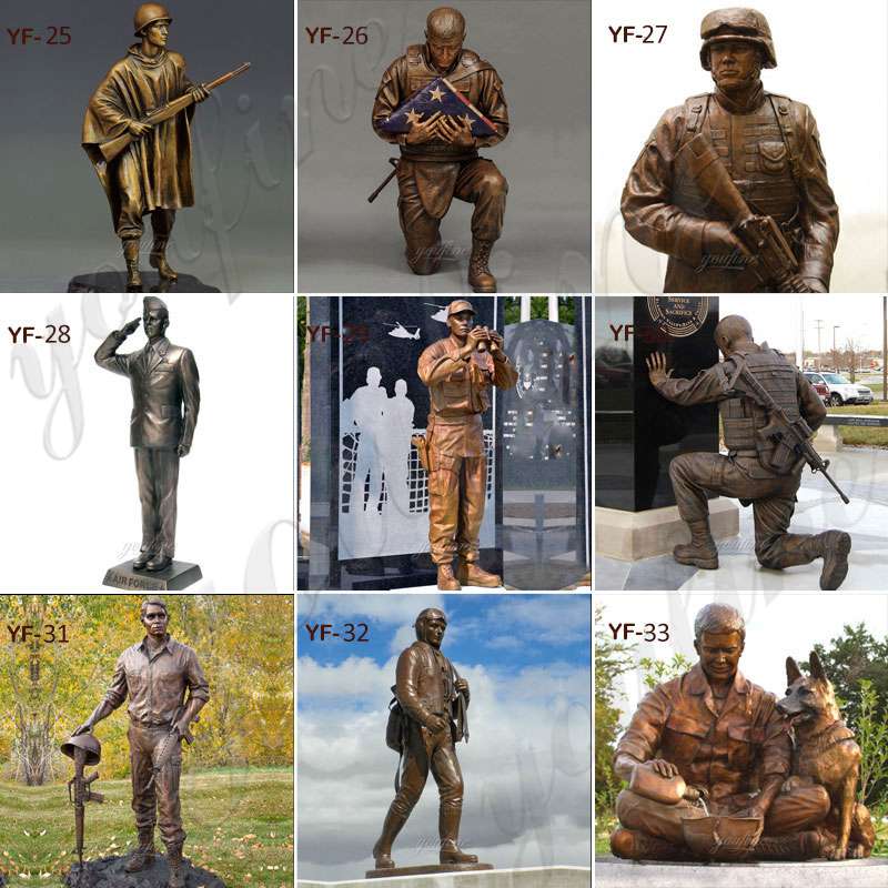 Casting Custom Bronze Soldier and Dog sculpture Monument for Sale BOKK-439 - Bronze Military Statues - 4