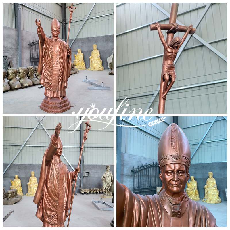 Bronze John Paul II Sculpture Church Decoration for Sale BOKK-619 - Bronze Religious Sculpture - 1