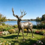 wildlife Life Size Bronze Cerf Sculpture for garden