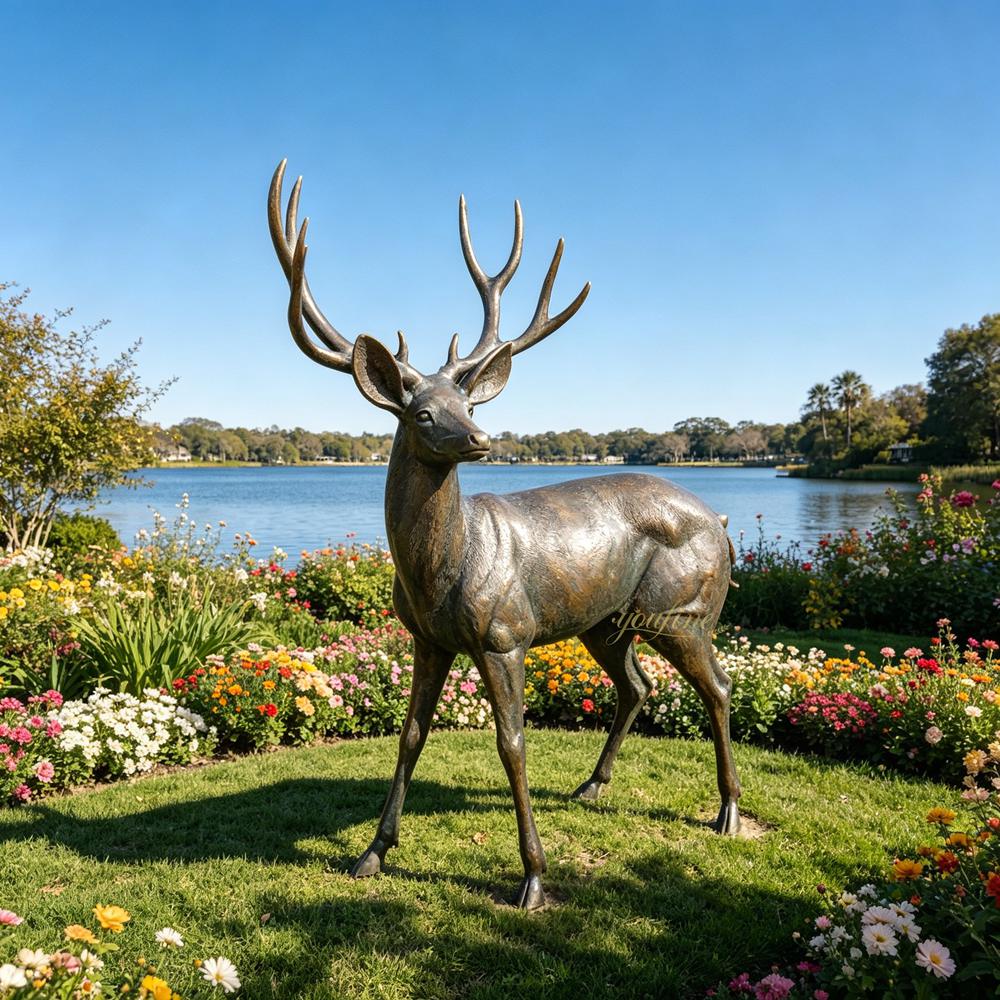 wildlife Life Size Bronze Cerf Sculpture for garden