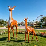 lifesize Sika Deer Sculpture in a Theme Park