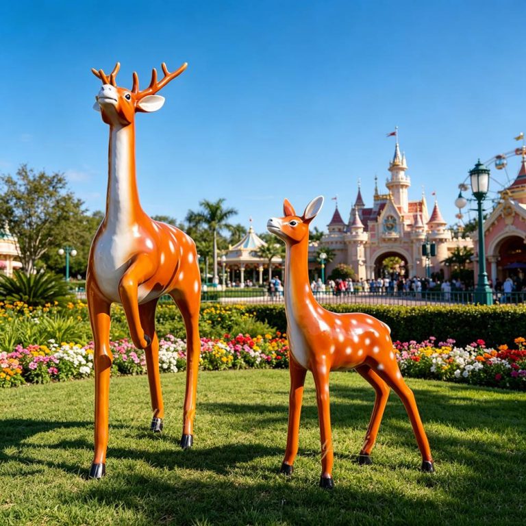 lifesize Sika Deer Sculpture in garden