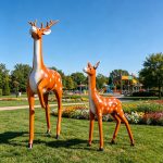 lifesize Sika Deer Sculpture in the Playground