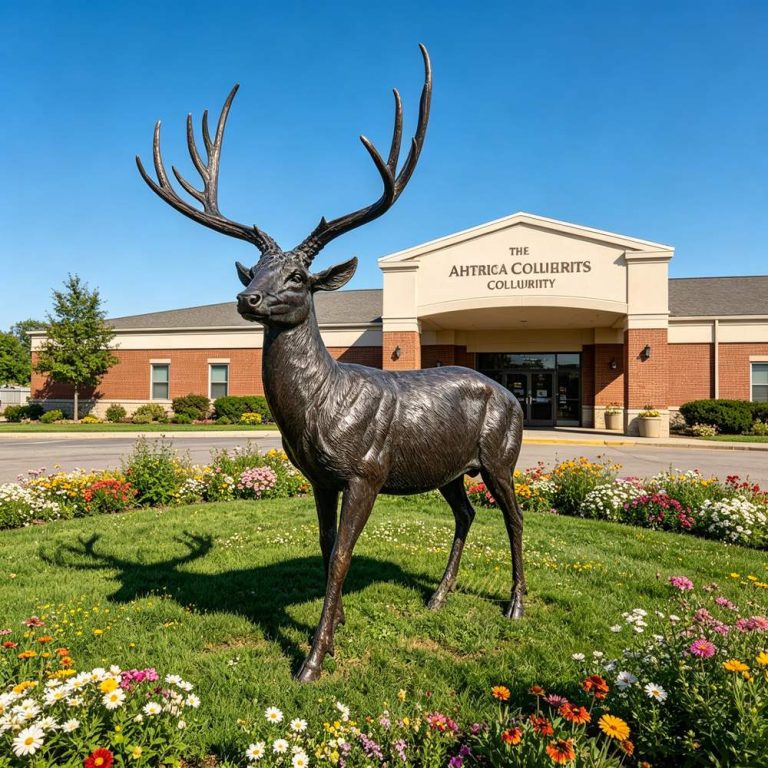 wildlife bronze Life Size Reindeer Statue