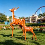 lifesize bronze Sika Deer Sculpture in the Playground