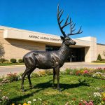wildlife bronze standing Reindeer Statue