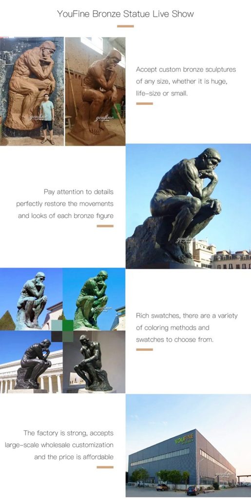 Custom Bronze Thinker Man Statue Replica for Sale BOKK-07 - Bronze Rodin Sculpture - 3