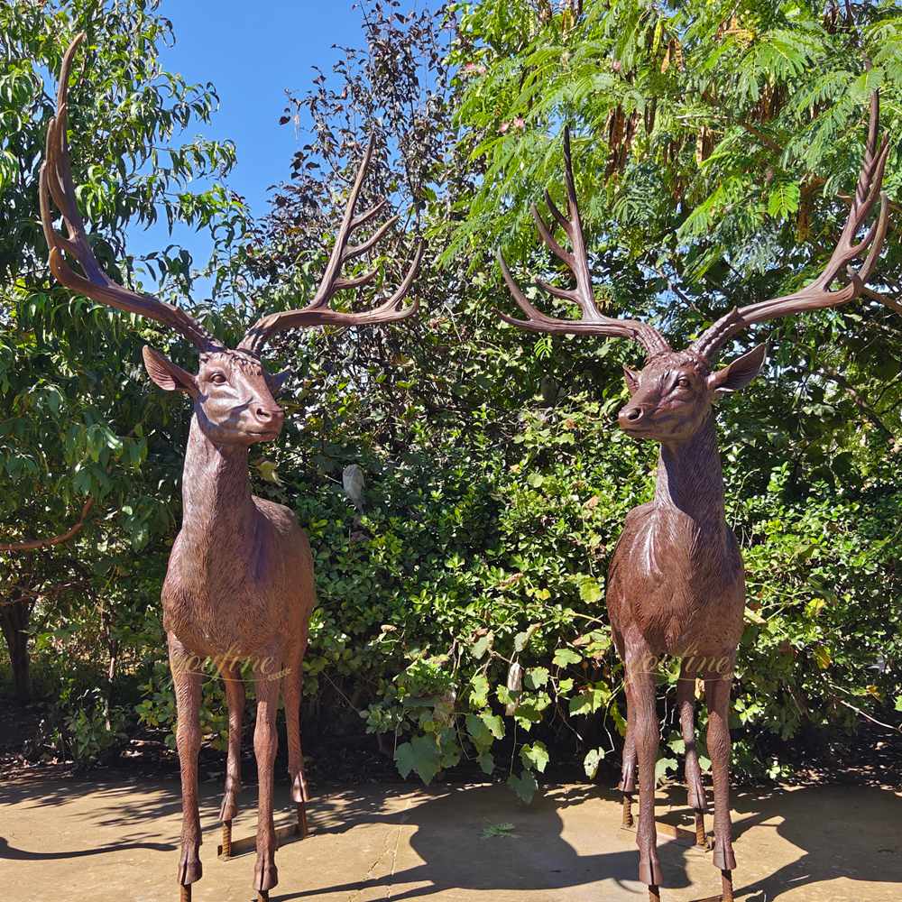two Life Size Reindeer Statue
