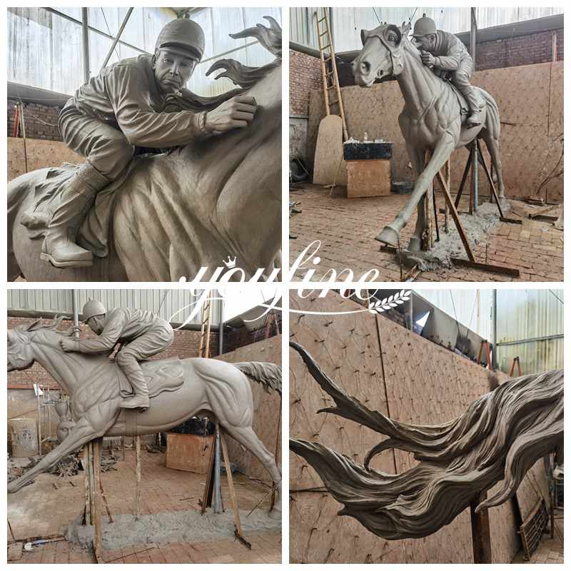 Life Size Jockey Horse Racing Bronze Sculpture Design for Sale BOKK-214 - Bronze Animal Sculpture - 3