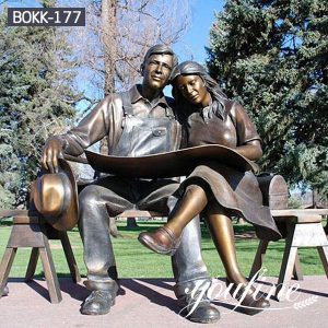 Life Size Bronze Couple Statue Reading Newspaper for Sale BOKK-177