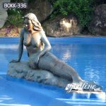 Bronze Lying on Rock Nude Mermaid Statue BOKK-336