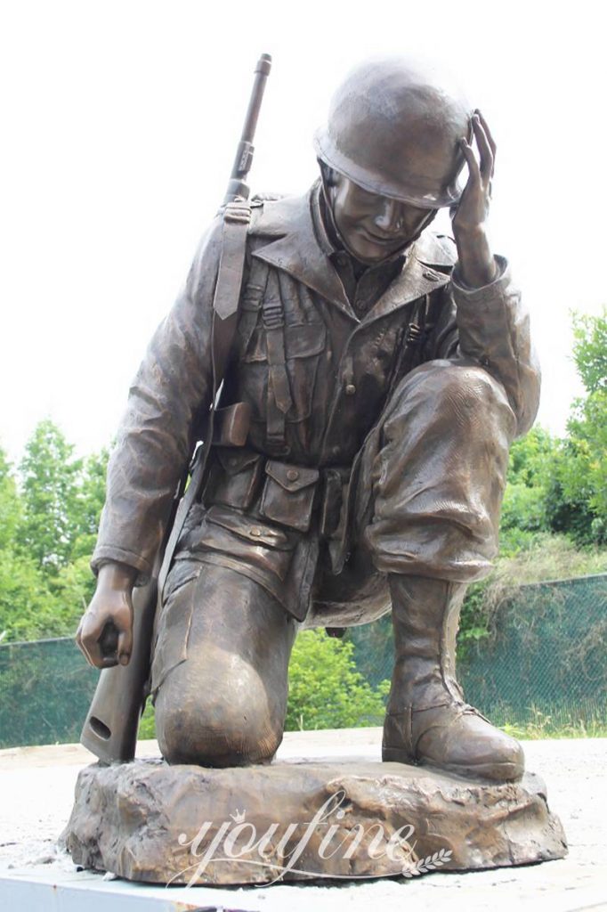 Kneeling Bronze Soldier Sculpture Memorial Hero Manufacturer BOKK-47 - Bronze Military Statues - 9