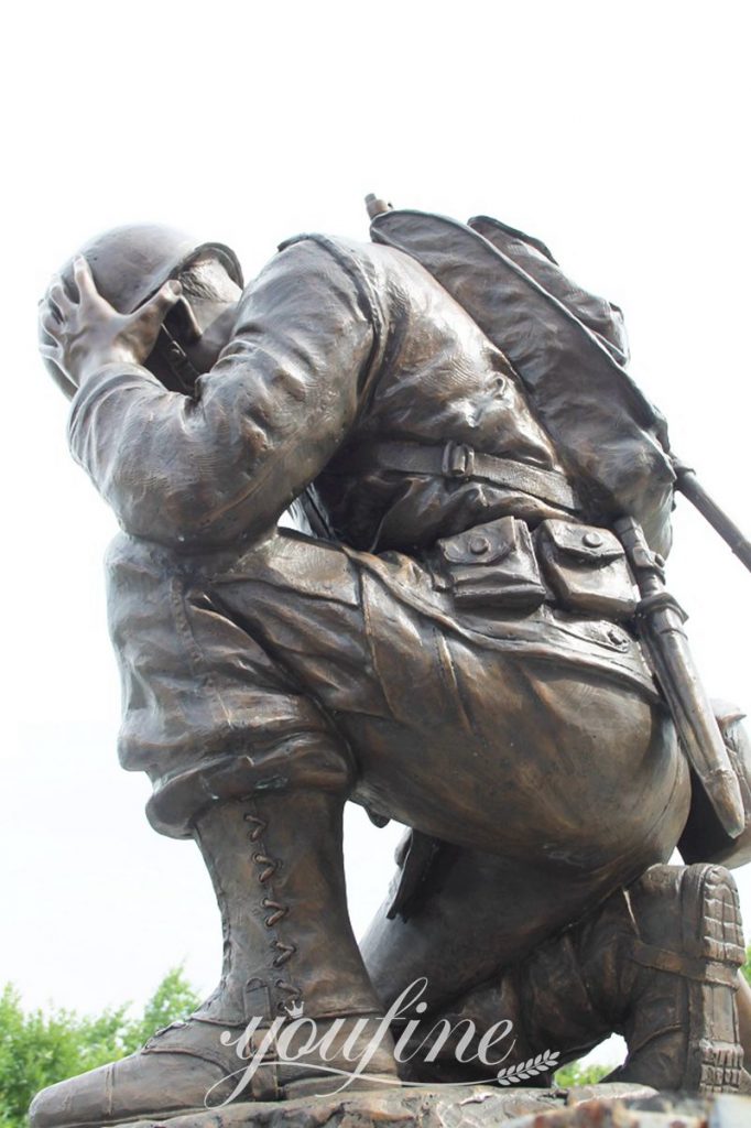 Kneeling Bronze Soldier Sculpture Memorial Hero Manufacturer BOKK-47 - Bronze Military Statues - 8