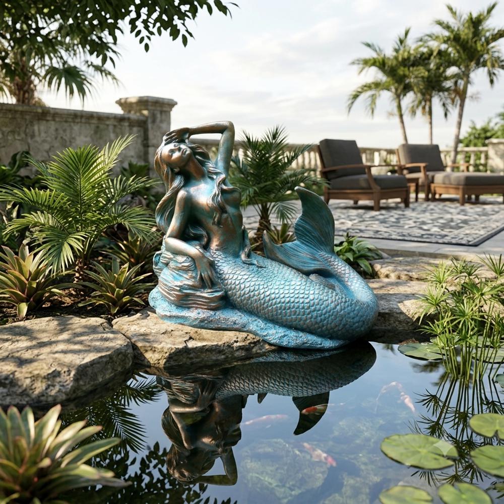 large bronze mermaid statue for garden