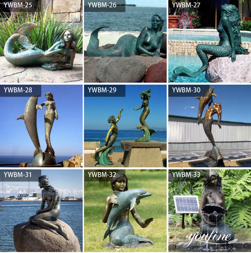 Bronze Life Size Mermaid Statue Outdoor Pool Decor for Sale BOKK-977 - Bronze Famous Sculpture - 5