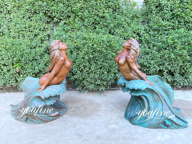 Life-Size Bronze Mermaid Statue for Garden Decor on Discount BOKK-706 - Bronze Classical Sculpture - 6