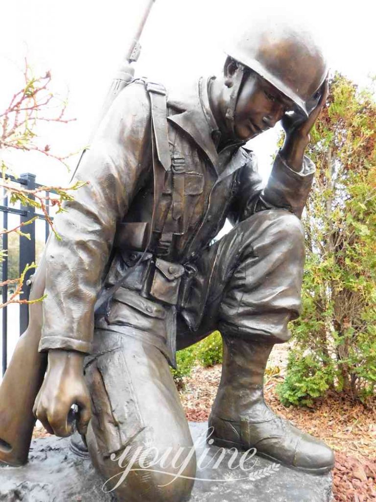 Kneeling Bronze Soldier Sculpture Memorial Hero Manufacturer BOKK-47 - Bronze Military Statues - 10