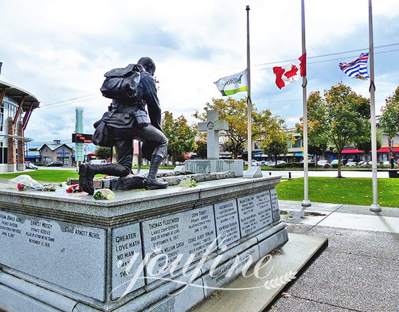 Kneeling Bronze Soldier Sculpture Memorial Hero Manufacturer BOKK-47 - Bronze Military Statues - 18