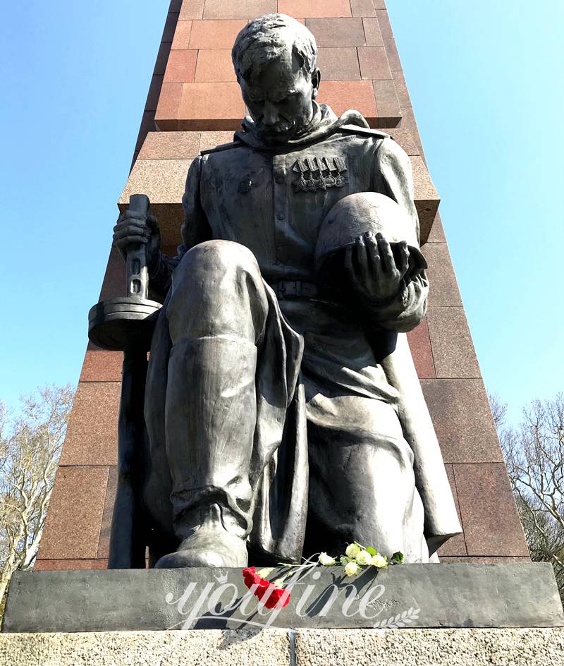 Kneeling Bronze Soldier Sculpture Memorial Hero Manufacturer BOKK-47 - Bronze Military Statues - 15