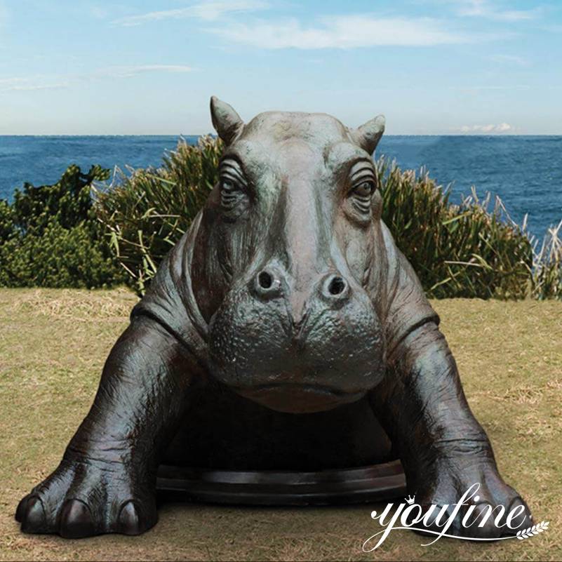 Large Bronze Come Out Hippo Statue Outdoor Garden for Sale BOKK-978 - Other Animal sculptures - 1