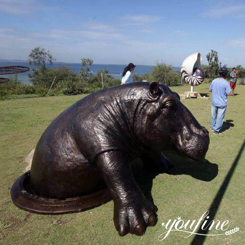 Large Bronze Come Out Hippo Statue Outdoor Garden for Sale BOKK-978 - Other Animal sculptures - 3