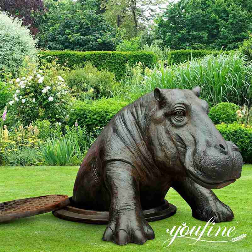 Large Bronze Come Out Hippo Statue Outdoor Garden for Sale BOKK-978 - Other Animal sculptures - 2